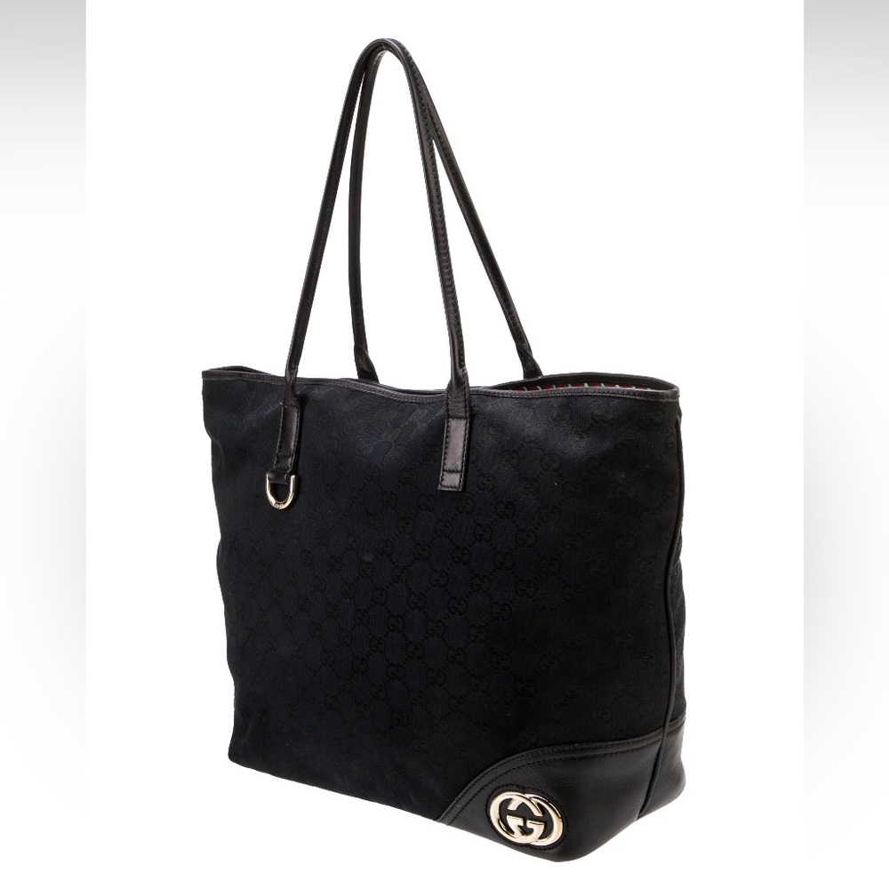 Gucci GG Monogram Canvas Leather Purse Tote Shoulder Bag - Picture 2 of 10